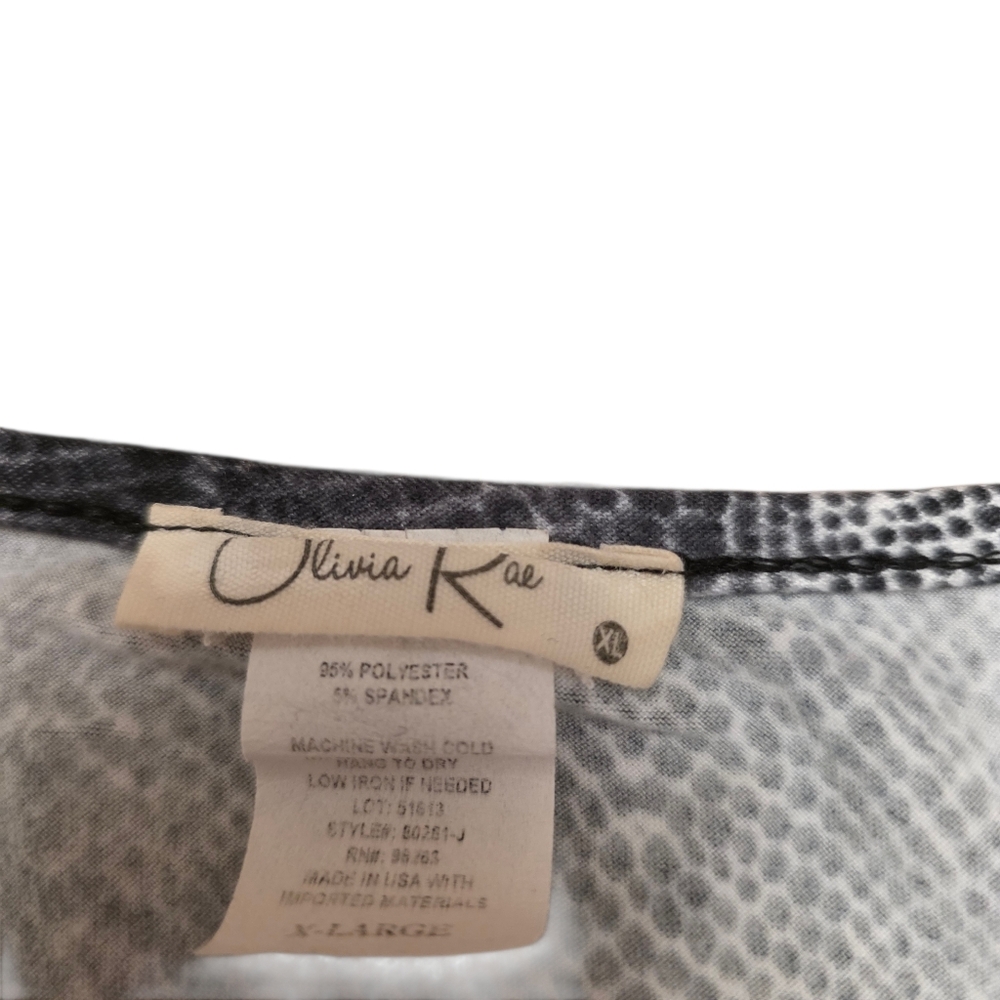 Olivia Rae V-neck Black and Gray Snake Print Long Sleeve Top Slim Size XL - Picture 6 of 9
